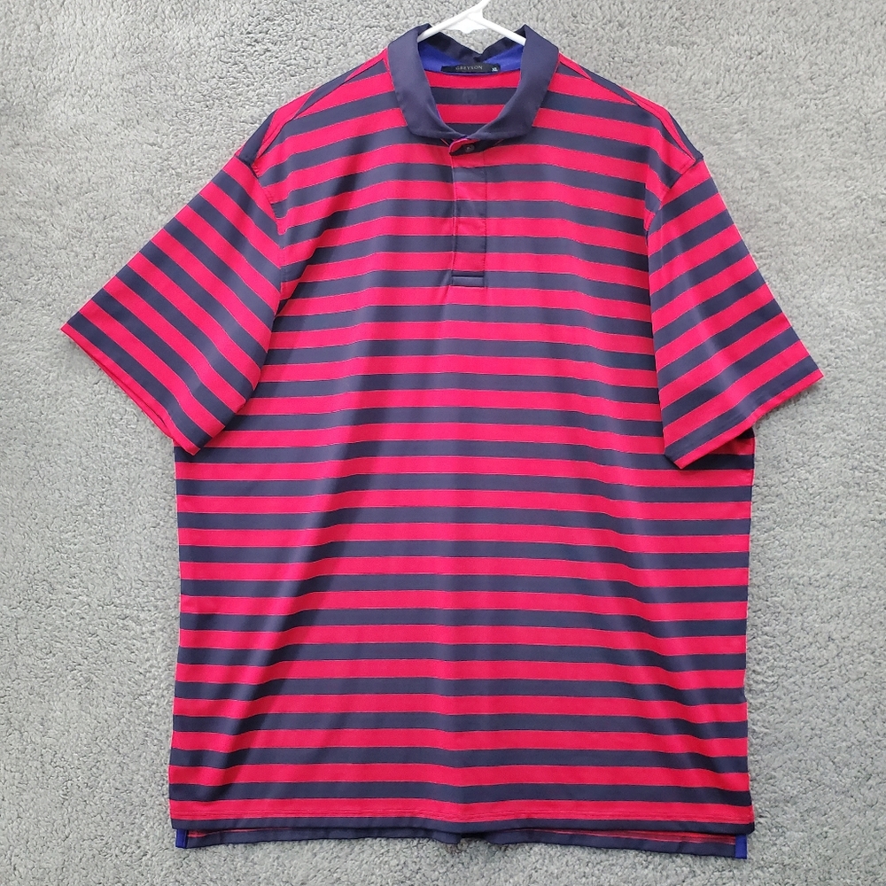 Greyson Polo Shirt Mens XL Striped Blue Pink Performance Golf